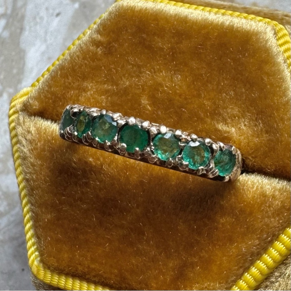 SOLD (Etsy) Vintage Emerald Yellow Gold Stacker Band Ring